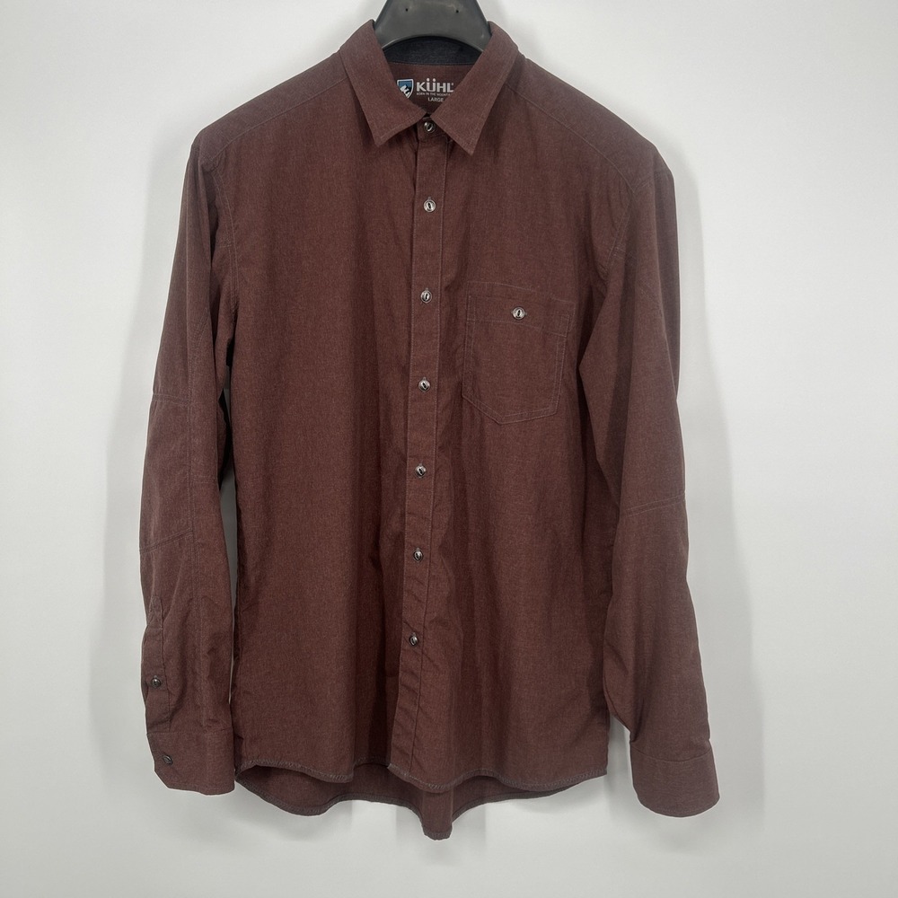Kuhl Men's Large Red Nylon Polyester Blend Long Sleeve Outdoor Hiking Shirt